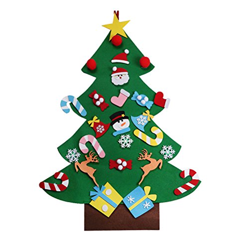 QQPOW DIY árbol de Navidad de Fieltro Regalo para niños Decoraciones colgantes Decoraciones de pared