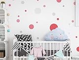 I-love-Wandtattoo WAS-10370 Kinderzimmer Wandsticker Set "Kreise mit Mädchenfarben in Pastell" 25 Stück Punkte zum Kleben Wandtattoo Wandaufkleber Sticker Wanddeko