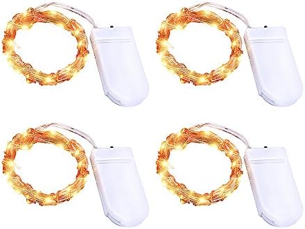 LED String Lights,PALADY Waterproof Flexible 2M 20 LED Micro Battery Powered Copper Silver Wire Firefly Lights,Perfect for Christmas/Party/Wedding/Crafts/Indoor/Outdoor Lights Decor,[4 Pack]