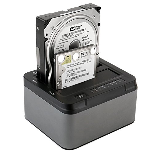 Dual Festplatten Dock mit Klonfunktion, Spinido® USB 3.0 Aluminium Zweifache Offline Duplikations und Klonfunktion Festplatten Dockingstation Optimiert für 3.5" & 2.5" SATA SSD und HDD, Werkzeuglos Installation [Unterstützt 2∗6TB] ( Dunkelgrau )