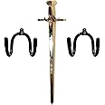 Flexible Adjustable Sword, Wall Hook Sword Hanger Display Universal Sword Holder Wall Mount for Sword,Dagger,Axe,Keyblade, etc - No Sword - Vertical/Horizontal Display - Sturdy Enough - 2 Pack