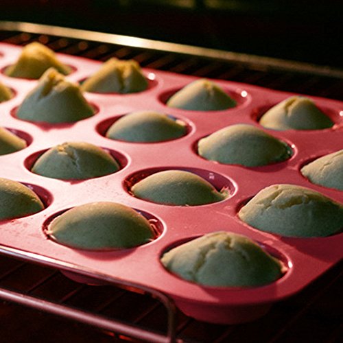 Silikon Muffin Cupcake Backen Set, SENHAI 2 Pack (24 & 12 Cups) Kuchenformen Ice Cube Tabletts für Gumdrop Gelee Schokolade Brot Seife Wachs, erhältlich im Backofen Kühlschrank Mikrowellenherd Gefrierschrank - 8