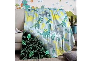 IUNTWEIE Coperta in Pile per Bambini Dinosauri Fluorescente, Coperta in Pile di Flanella, Che Si Illumina al Buio coperta per tutte le stagioni per bambini 150 x 200 cm
