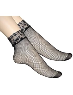 Damen reizvolle Fischnetz Söckchen mit Spitze für die regelmäßige und extra breite Füße