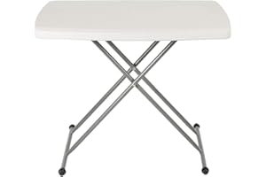 HUOLE Table Pliante Table de Camping 76cm, Table Compacte et Pliable, Table Pliante Ajustable, Blanc, Matériau: HDPE, Surface supérieure: 76 x 50 cm pour Le Jardin, la terrasse et Le Balcon