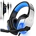 Produktbild V4 Gaming Headset für Xbox One, PC, PS4 Over-Ear-Kopfhörer mit Geräuschunterdrückung, Weiches Ohrpolster, 3,5 mm Klinkenkabel für Mac Laptop Tablet Smartphone (blau)