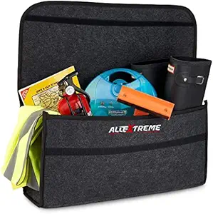 Allextreme Trunk Organizer Backseat Large Anti-slip Multi-compartment Storage Utility Tool Space Saver Trash Bag for Cars, SUVs & Trucks, Dark Grey (EX-IT-03)