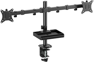 AD ADVANCE - XTENDMOUNTS Dual, Support Double Ecran PC de 17 à 32 Pouces, Compatible VESA 75x75 et 100x100, Hauteur et Inclinaison Ajustable, Tablette Rangement et Support Smartphone Inclus