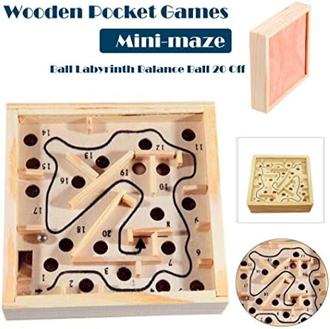 Quistal, Ball in Maze - Wooden Labyrinth Puzzle - Holiday Board Game - Travel Toy Brain Teaser for Kids Adults (Khaki)