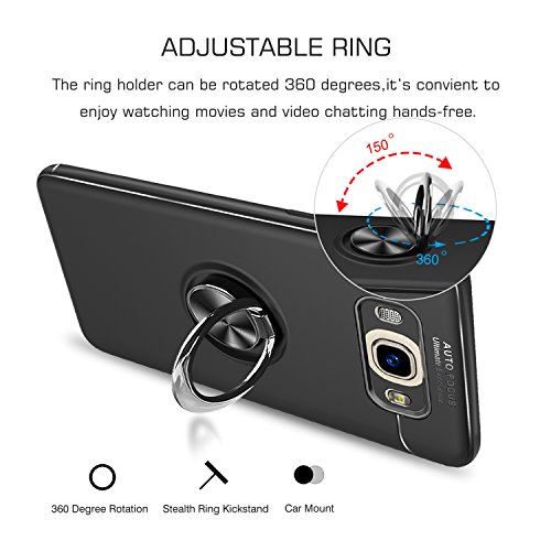 HandyhÃ¼lle j7 2016 HÃ¼lle mit HD- Schutzfolie,LeYi Neu Original HandyhÃ¼llen Handy HÃ¼lle Samsung Galaxy J7 2016 HandyhÃ¼lle Case mit Metall 360 Rotation Verstellbarer Ring Grip Stand Halter StÃ¤nder Personalized Design Kompatibel mit Magnetischer Autohalterung,UltradÃ¼nnen Ultra Slim Fit StoÃŸdÃ¤mpfung Anti-Scratch Silikon StoÃŸfÃ¤nger Bumper Anti-Fingerprint Soft Flexible TPU Smartphone SchutzhÃ¼lle fÃ¼r Samsung J7 2016 HandyhÃ¼lle Handycover Men JSZH-TPU Black