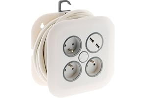 Zenitech - Enrollador doméstico 3 tomas 2P+T 16A + 2x USB - 7m