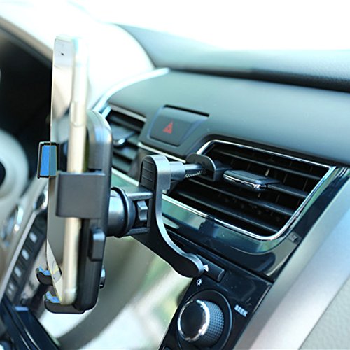 Supporto universale per cellulare da montare su bocchetta d'aria dell'auto, compatibili con bocchette orientate in verticale o orizzontale, per iPhone 7, 7 Plus, 6s, 6s Plus, 6, 6 Plus, 5S, Nexus 7, Huawei P9 e altri cellulari Android con display da 3,5