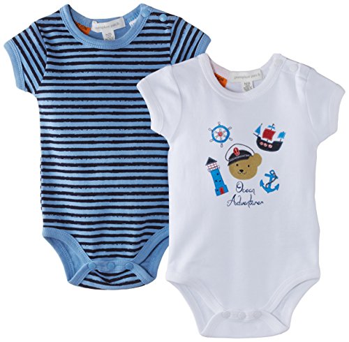 Pumpkin Patch Baby Boys 0-24M W/S 2Pk Short Sleeve Bodysuit Romper, White (Milk), 3-6 Months