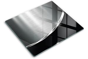 Tulup Tagliere Vetro Temperato - 60x52cm - Copri Piano Cottura - Imitazione Acciaio