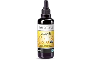 NUTRIVA Vegan E, Integratore Alimentare a base di Vitamina E da fonti vegetali. Protegge dagli effetti dello stress ossidativo. Integratore in gocce, 30 ml. 100% Naturale, Vegano