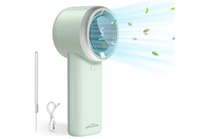 WHATOOK N603 Przenośny Wentylator Ręczny 8.5m/s Mocny z Silnikiem Bezszczotkowym, Cyfrowy Wyświetlacz, Szybkie Ładowanie USB-C 2H, Ultrakompaktowy Lekki na Zewnątrz/Siłownia/Podróż