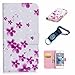 Produktbild für Apple iPhone 5/5S/SE Hülle Blume Premium PU Leder Schutzhülle für Apple iPhone 5/5S/SE (4.0 Zoll) Bookstyle Tasche Schale PU Case mit Standfunktion(+Outdoor Kompass Schlüsselanhänge)#I