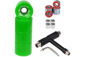 FunTomia 4 piezas Longboard Skateboard Ruedas (Big Wheels) 70x51 mm incl. Mach1 Rodamientos de Esfera, Metal Spacer + T-Tool