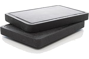 Pack de 2 Piedras Volcánicas para Asar Carne - Medidas 30 x 20 x 3 cm - Ideales para Barbacoas y Compatible con Horno - Planchas de Piedra para Cocinar Carne con Surco Antigoteo - Dekobe