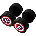 Gym Hero Rubber Captain America Dumbbells Gym 10Kg Set / 10Kg×2 Piece/Bouncer Dumbell Pair/Exercise Dambal / 20Kg Weight, Fixed (Black)