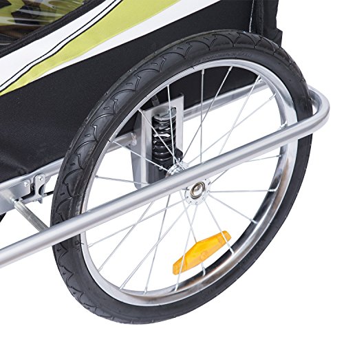 homcom 440-001GN 2 in 1 Fahrradanhänger Jogger 360° Drehbar für Kinder, grün / schwarz - 5