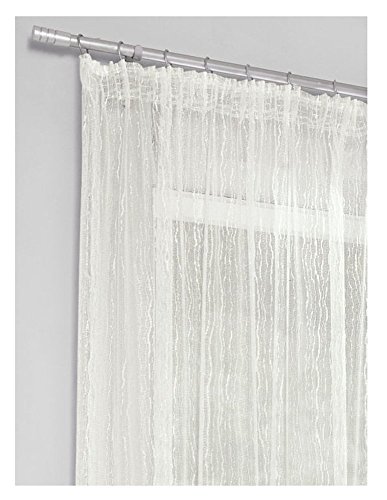 Dekostore mit aufwändig eingestrickten Garnen halbtransparent mit Ösen in Offwithe (H/B: 245 x 140 cm) - 2