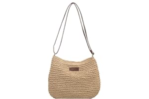 LYEAA Sac à bandoulière en paille pour femme - Sac à main tissé - Pour la plage et les vacances