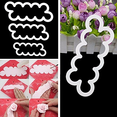 GOOTRADES Plastik Fondant Cutter Kuchen Gebäckpressen, Gartennelke/Rose, 2 Pack, 3 Stk mit 1 Pack, (Rose) - 7