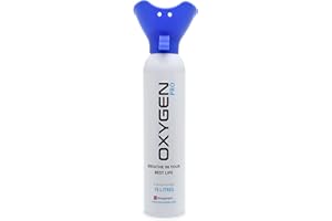 Oxygen Pro Canister with Inhaler Cup - 15 litres of 99.5% Pure Oxygen Cylinder - Patented Compact Compression Tech - Improves Concentration, Performance, Recovery – Perfect for Sport, Study & Travel