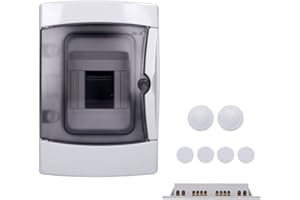 VOLTKING Aufputz Feuchtraum Verteiler 1-reihig IP65 4 Module Verteilerkasten Kleinverteiler Sicherungskasten, Tür transparent