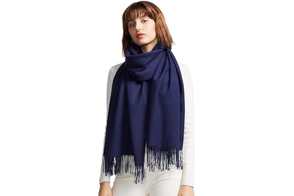 MaaMgic Echarpe Femme Hiver Cachemire Grosse Echarpe Poncho Chaude Foulard Grande ChâLe Scarf Idee Cadeau Femme Coton Multicolore avec Franges 200 × 70 cm