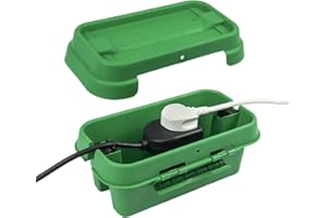 DRiBOX Small IP55 Weatherproof Outdoor Electrical Connection Box 25.5 x 14.1 x 10.2cm – Power Cord Enclosure for Christmas Lights, Timers, Extension Cables, Leads, Reels, Transformers (Small, Green)