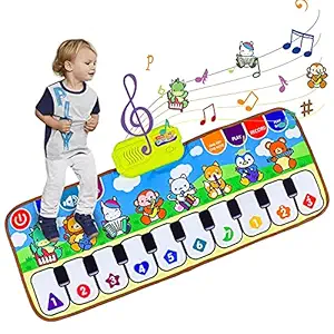 Fusine Kids Piano Mat, Musical Mat Piano Keyboard Play Mat Floor Music Mat for Toddlers, Early Educational Music Toys Gift for Boys Girls 1-3 Years Old (30 x 80 cm)