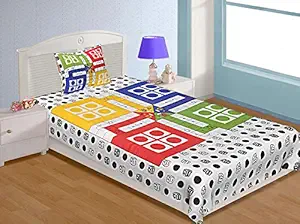 RajasthaniKart Comfort Rajasthani Jaipuri Traditional Sanganeri Print 144 TC Cotton Ludo Bedsheet (Single Bed,Geometric)