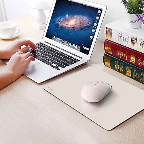 Elzo Gaming Aluminium Mauspad Aluminium-Mausunterlage Gaming Mouse Mat Mausmatte mit Anti-Skid Lederbasis 25 x 20 x 0.3cm (L, Golden) - 7