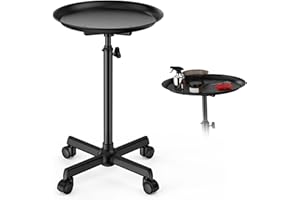 Shrivee Salon Tray Cart, Adjustable Tattoo Tray Rolling Trolley, Metal Salon Tray on Wheels, Salon Rolling Tray for Hair Stylist, Hair Salon Equipment for Clinic, Spa & Barber Use