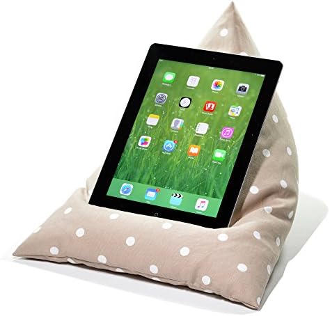 eBean Tablet Cushion - TAUPE SPOTTY - beanbag stand lap holder suitable for all iPads tablets and ebook readers
