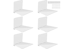 FENTEC Estantes de Libros Flotantes para Pared, Estantes de Libros Invisibles de Alta Resistencia, Estante de Libros de Metal Oculto para Decoración de Dormitorios y Oficinas, Juego de 6, Blanco
