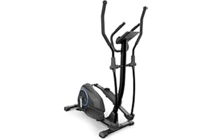CAPITAL SPORTS KLARFIT Epsylon Cross AS AS Crosstrainer - Vélo d'exercice, Crosswalker, Volant d'inertie de 12 kg, 24 Niveaux, Entraînement par Courroie, Pulsomètre, Support de Tablette, Poids Max. 120 Kg, Noir