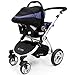 i-Safe System - Navy Trio Travel System Pram & Luxury Stroller 3 in 1 Complete With Car Seat + Rain Covers