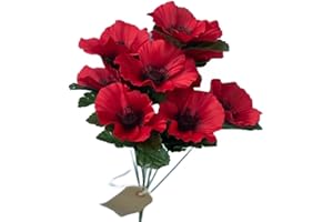 Corsage Creations Red Poppy Bush | Artificial Poppy Flowers with 9 Vibrant Heads | Perfect for Bouquets, Centerpieces, Wreaths & DIY Floral Arrangements | Long-Lasting, Realistic Design (40cm)