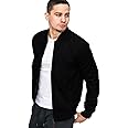 LEOTUDE CASUAL JACKET For Men's Loopknit Full Sleeve Regular Fit Solid Bomber Jacket (Color Black)