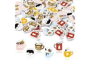 A1DIEE 60pcs Winter Mini Radiergummi für Kinder Masse, heiße Kakaobecher Gummiräder Cartoon Bleistift Gummi 3D Schreibtisch Puzzle Gummi für Kinder Klassenzimmer Preise Winter Party Geschenke