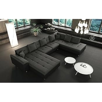 Tendencio Canape D Angle Xxl Panoramique Angle Droit Gris Fonce Et