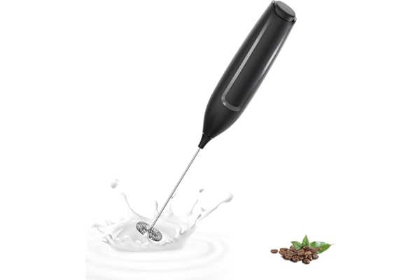 Mousseur à Lait électrique, Mini Fouet en Acier Inoxydable, Moteur Extra Fort et Alimenté pour Café/Café au Lait/Cappuccino/Chocolat Chaud