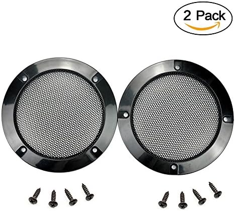 Facmogu 2 pcs Speaker Grills Cover Case with 8 pcs Screws for 5 Inches Speaker Mounting Home Audio DIY - 6.02"/153mm Outer Diameter Black (5")