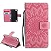 Produktbild Handyhülle für iPod Touch 6G / 5G Hülle, ZCRO Schutzhülle Leder Tasche mit Blumen Muster Kartenfach Standfunktion Magnet Brieftasche Wallet Cover Flip Case Ledertasche Handy Hüllen Dünn Design Etui Elegant Bookstyle Handytasche und Stift für iPod Touch 6G / 5G Generation (Design 1 Rosa)