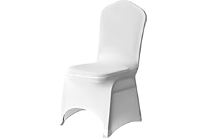 TRIMMING SHOP Chair Cover Spandex Polyester Stretch Fabric Dining Slipcovers Arched Front Washable & Removable Protective Wedding Chair Cover for Wedding Banquets Ceremony & Hotel Dinner (White, Pack of 1)