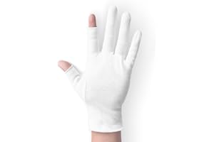 ANSMIO 2 Pairs Cotton Gloves Touchscreen, White Gloves for Dry Hands, Cotton Gloves for Sleeping, Moisturizing Night Gloves, White Gloves 100% Cotton, Size M (2 Pairs)