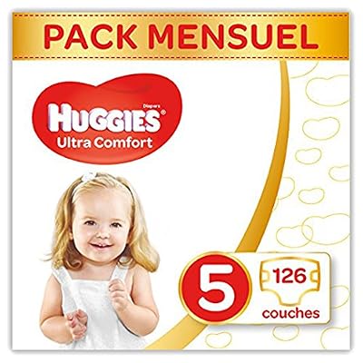 Huggies - Ultra Comfort - Couches Bébé Unisexe - Taille 5 (11-25 kg) x126 Couches - Pack 1 Mois de Consommation